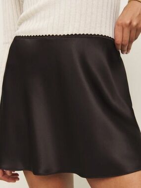 Reformation brown brandy summer boho beach satin mini slip skirt size xl NWT